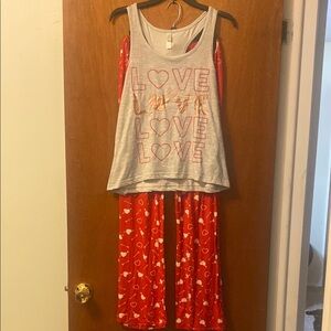 Love Graphic Tank and Heart Pajama Set for juniors